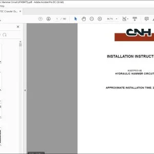 CNH CX470C Crawler Excavator Hydraulic Hammer Circuit Installation Instructions Manual 47438475 EN_FR_DE_IT_ES - PDF DOWNLOAD