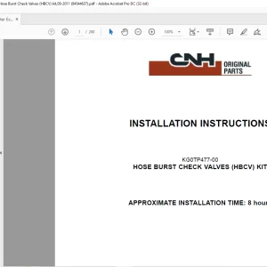 CNH CX470C, Crawler Excavators, Kit KG0TP477-00 Hose Burst Check Valves (HBCV) kit,09-2011 INSTALLATION INSTRUCTIONS Manual 84544637 - PDF DOWNLOAD (EN-IT-ES-DE-FR-PT-NL-DAN-AR)
