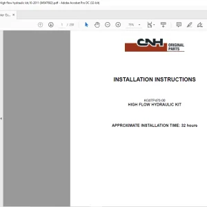 CNH CX470C, Crawler Excavators,Kit KG0TP470-00 High flow hydraulic kit, 10-2011 INSTALLATION INSTRUCTIONS Manual 84547682 - PDF DOWNLOAD (EN-IT-ES-DE-FR-PT-NL-DAN-AR)