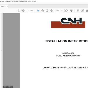 CNH CX75C SR CX80C Midi Crawler Excavator FUEL FEED PUMP KIT Installation Instructions Manual(47590164)_EN_FR_ES_IT_DE -  PDF DOWNLOAD