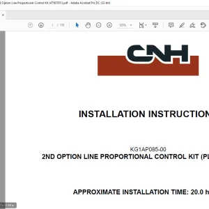 CNH CX75C SR Midi Crawler Excavator KG1AP085-00- 2nd Option Line Proportional Control Kit (Plus Option 1) Installation Instructions Manual(47567851)EN_FR_IT_ES_DE   - PDF DOWNLOAD