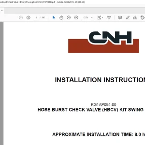 CNH CX75C SR Midi Crawler Excavator - KG1AP094-00 - Hose Burst Check Valve HBCV Kit Swing Boom SB Installation Instructions Manual(47571853)_EN_FR_ES_IT_DE  - PDF DOWNLOAD