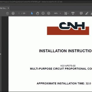CNH CX75C SR Midi Excavator-KG1AP075-00 Multi-Purpose Circuit Proportional Control Kit Installation Instructions Manual(47567849) - PDF DOWNLOAD