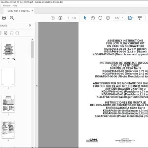 CNH CX80 Tier 3 EXCAVATOR LOW FLOW CIRCUIT KIT ASSEMBLY INSTRUCTIONS MANUAL 84133121 - PDF DOWNLOAD