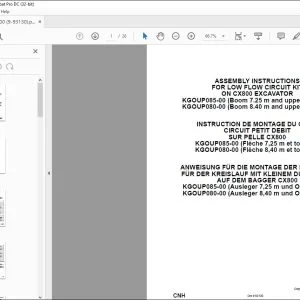 CNH CX800 Excavator Low Flow Circuit Kit Assembly Instructions Manual 9-93130 EN_FR_DE - PDF DOWNLOAD