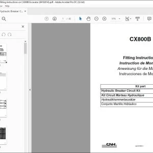CNH CX800B Hydraulic Breaker Circuit Kit Excavator Fitting Instructions Manual 84182914 EN_FR_DE_ES - PDF DOWNLOAD