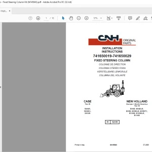 CNH Case and New Holland Tier lll Loader Backhoes - Fixed Steering Column Kit  INSTALLATION INSTRUCTIONS Manual 84145843 - PDF DOWNLOAD