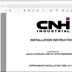 CNH Crawler Excavator CX210D KG2RP363-00 - QUICK COUPLER LINE KIT (FOR STANDARD BOOM) Installation Instructions Manual(47929328)_EN_FR_IT_DE_ES - PDF DOWNLOAD