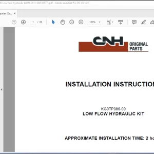 CNH Crawler Excavator CX470C KG0TP386-00 - LOW FLOW HYDRAULIC KIT INSTALLATION INSTRUCTIONS MANUAL(84535877)_IT_EN_FR_DE_ES - PDF DOWNLOAD
