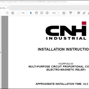 CNH Crawler Excavators CX210D MULTI-PURPOSE CIRCUIT PROPORTIONAL CONTROL KIT (ELECTRO-MAGNETIC RELIEF) INSTALLATION INSTRUCTIONS MANUAL(47844484)  - PDF DOWNLOAD