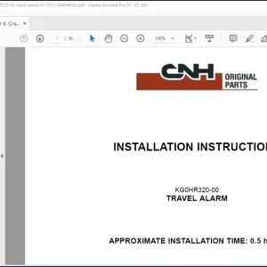 CNH Crawler Excavators CX250C KG0HR320-00 - TRAVEL ALARM INSTALLATION INSTRUCTIONS MANUAL(84494659) -  PDF DOWNLOAD