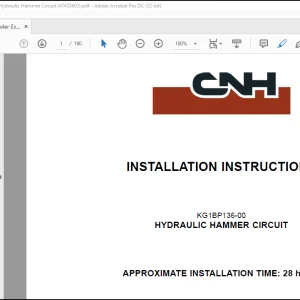 CNH Crawler Excavators CX300C HYDRAULIC HAMMER CIRCUIT INSTALLATION INSTRUCTIONS MANUAL(47435603) -  PDF DOWNLOAD