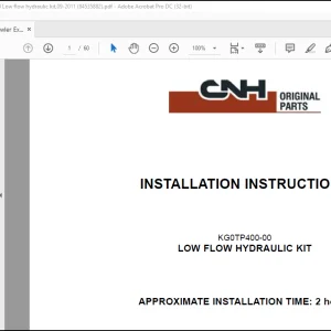 CNH Crawler Excavators CX470C LOW FLOW HYDRAULIC KIT INSTALLATION INSTRUCTIONS MANUAL(84535882) -  PDF DOWNLOAD