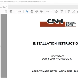 CNH Crawler Excavators CX470C LOW FLOW HYDRAULIC KIT INSTALLATION INSTRUCTIONS MANUAL(84551908) -  PDF DOWNLOAD