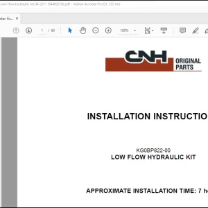 CNH Crawler excavator CX300C KG0BP822-00 - LOW FLOW HYDRAULIC KIT Installation Instructions Manual(84480224)_EN_FR_IT_DE_ES - PDF DOWNLOAD