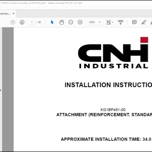 CNH Crawler excavator CX300D ATTACHMENT (REINFORCEMENT, STANDARD ARM) INSTALLATION INSTRUCTIONS MANUAL(47829183) - PDF DOWNLOAD