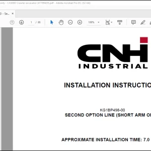 CNH Crawler excavator CX300D KG1BP498-00 - SECOND OPTION LINE (SHORT ARM ONLY) Installation Instructions Manual(47789429)_EN_FR_IT_DE_ES  - PDF DOWNLOAD