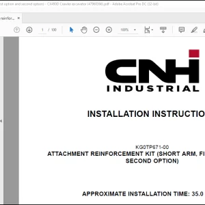CNH Crawler excavator CX490D ATTACHMENT REINFORCEMENT KIT (SHORT ARM, FIRST OPTION AND SECOND OPTION) INSTALLATION INSTRUCTIONS MANUAL(47960366) - PDF DOWNLOAD