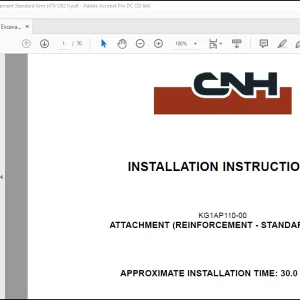 CNH Crawler excavator CX80C ATTACHMENT (REINFORCEMENT - STANDARD ARM) INSTALLATION INSTRUCTIONS MANUAL(47613821) -  PDF DOWNLOAD