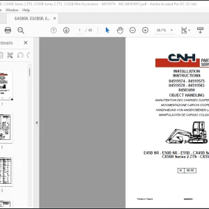 CNH Crawler excavator E45B SR - E50B SR - E55B - CX45B Series 2 ZTS - CX50B Series 2 ZTS - CX55B Installation Instructions Manual(84583091_EN_FR_IT_DE_ES - PDF DOWNLOAD