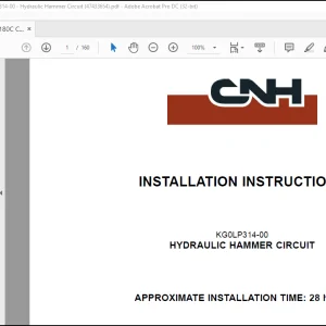CNH Crawler excavatorCX180C CX160C KG0LP314-00 - HYDRAULIC HAMMER CIRCUIT Installation Instructions Manual(47433654)_EN_FR_IT_DE_ES  - PDF DOWNLOAD