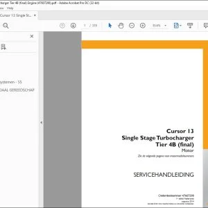CNH Cursor 13 Single Stage Turbocharger Tier 4B (final) Motor SERVICEHANDLEIDING 47607298 - PDF DOWNLOAD (Dutch)