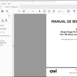 CNH Cursor® 13 Single Stage Turbocharger Tier 4B (final) and Stage IV Motor MANUAL DE SERVIÇO(47869988) - PDF DOWNLOAD (PORTUGUESE)