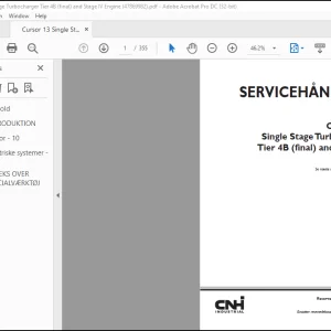 CNH Cursor® 13 Single Stage Turbocharger Tier 4B (final) and Stage IV Motor SERVICEHÅNDBOG(47869982) - PDF DOWNLOAD (Danish)