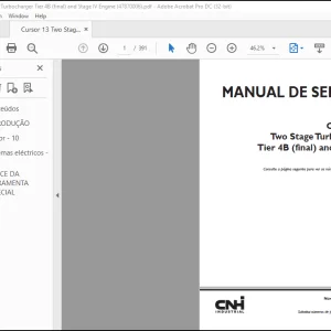 CNH Cursor® 13 Two Stage Turbocharger Tier 4B (final) and Stage IV Motor MANUAL DE SERVIÇO(47870006) - PDF DOWNLOAD(Portuguese)