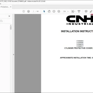 CNH Cylinder Protective Cover Kit E17C CX17C E18C CX18C Excavator Installation Instructions Manual 51584801 EN_FR_DE_IT_ES - PDF DOWNLOAD