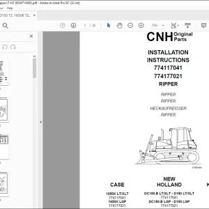 CNH D150 T2 1650K T2 DC150.B LT XLT Ripper 774117041 774177021 Installation Instructions Manual 6036714300 - PDF DOWNLOAD