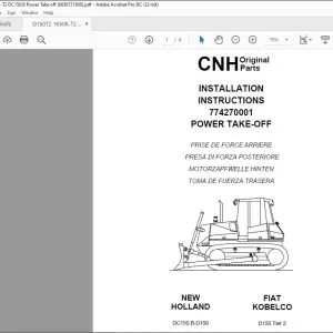CNH D150T2 1650K-T2 DC150.B Power Take off Installation Instructions Manual 6036721600 - PDF DOWNLOAD