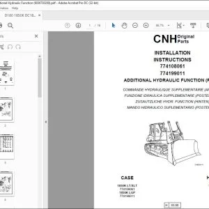 CNH D180 1850K DC180.B Additional Hydraulic Function Installation Instructions Manual 6036730200 - PDF DOWNLOAD
