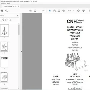 CNH D180 1850K DC180.B LT XLT LGP Ripper 774115051 774169001 Installation Instructions Manual 6036714400 - PDF DOWNLOAD