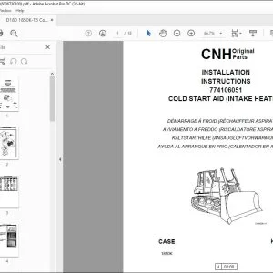 CNH D180 1850K-T3 Cold Start AID (INTAKE HEATER) Installation Instructions Manual 6036730100 - PDF DOWNLOAD