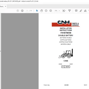 CNH DOUBLE BATTERY 695SR,695ST, Backhoe Loaders,Kit 741879059 INSTALLATION INSTRUCTIONS Manual 84514292 - PDF DOWNLOAD (EN-IT-ES-DE-FR)
