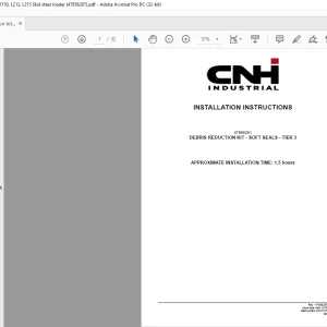 CNH Debris reduction kit soft seals Tier 3 - SR180, SR150, L213, L215 Skid steer loader INSTALLATION INSTRUCTIONS Manual 47856287 - PDF DOWNLOAD (EN-IT-ES-DE-FR)