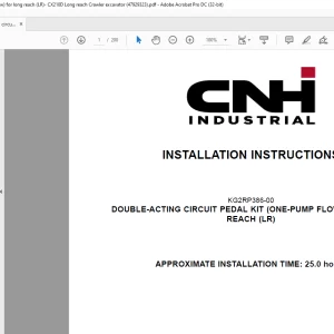 CNH Double-acting circuit pedal kit (one-pump flow) for long reach (LR)- CX210D Long reach Crawler excavator INSTALLATION INSTRUCTIONS Manual 47929323 - PDF DOWNLOAD (EN-IT-ES-DE-FR-PT-NL-DAN-AR)