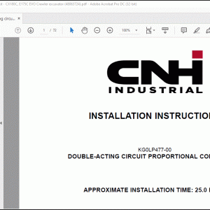 CNH Double-acting circuit proportional control kit - CX180C, E175C EVO Crawler excavator Installation Instructions Manual(48063724) - PDF DOWNLOAD