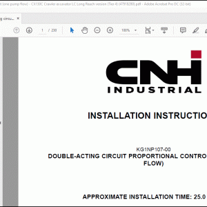 CNH Double-acting circuit proportional control kit (one pump flow) - CX130C Crawler excavator LC Long Reach version (Tier 4)  Installation Instructions Manual_EN_FR_IT_ES_DE(47918280) - PDF DOWNLOAD