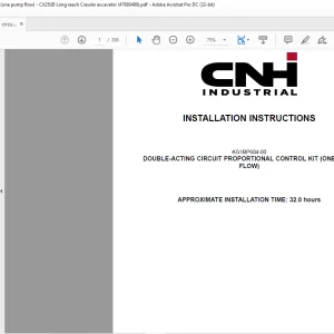 CNH Double-acting circuit proportional control kit (one pump flow) - CX250D Long reach Crawler excavator INSTALLATION INSTRUCTIONS Manual 47880489 - PDF DOWNLOAD (EN-IT-ES-DE-FR-PT-NL-DAN-AR)