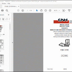 CNH E16B, CX15 Nibbler and Breaker Hydraulic System Installation Instructions Manual(84557329) - PDF DOWNLOAD