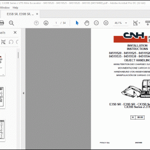 CNH E35B SR - E39B SR - CX35B CX39B Series 2 ZTS Mini Excavator Installation Instructions Manual(84519490)_FR_IT_DE_ES -  PDF DOWNLOAD