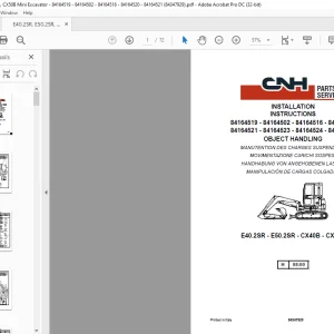 CNH E40.2SR E50.2SR CX40B CX50B Crawler Excavator Installation Instructions Manual(84347929)_EN_FR_ES_IT_DE - PDF DOWNLOAD