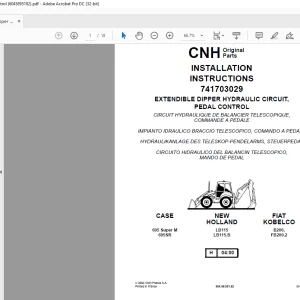 CNH Extendible Dipper Hydraulic Circuit Pedal Control INSTALLATION INSTRUCTIONS Manual   6045895182- PDF DOWNLOAD (EN-IT-DE-FR-ES)