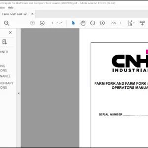 CNH Farm Fork and Farm Fork and Grapple for Skid Steers and Compact Track Loader Operators Manual(48087999)  - PDF DOWNLOAD