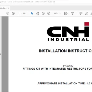 CNH Fittings Kit with Integrated Restrictors forAngle Dozer - CX37C, E37C Excavator Installation Instructions Manual(51696691)_EN_FR_IT_ES_DE  - PDF DOWNLOAD