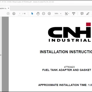 CNH Fuel tank adapter and gasket kit - 521F-1221F, W110C-W300C Installation Instructions Manual(47763434) - PDF DOWNLOAD