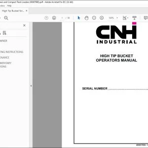 CNH HIGH TIP BUCKET OPERATORS MANUAL 48087986 - PDF DOWNLOAD