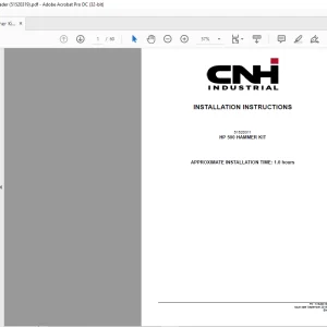 CNH HP 500 Hammer Kit - 570ST, 570T Backhoe Loader INSTALLATION INSTRUCTIONS Manual 51520319 - PDF DOWNLOAD (EN-IT-ES-DE-FR)